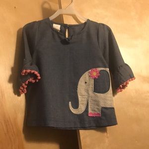 24 months girls blouse with elephant denim material